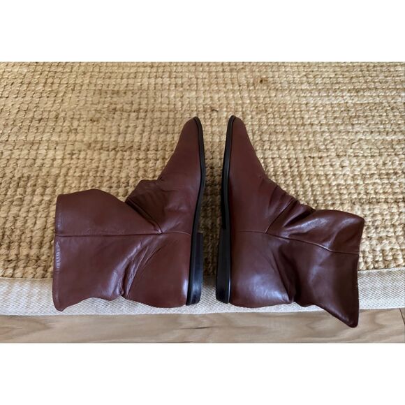 Vintage Nine West Dinah Soft Leather Slouch Ankle Boots Brown Minimalist - Picture 4 of 11